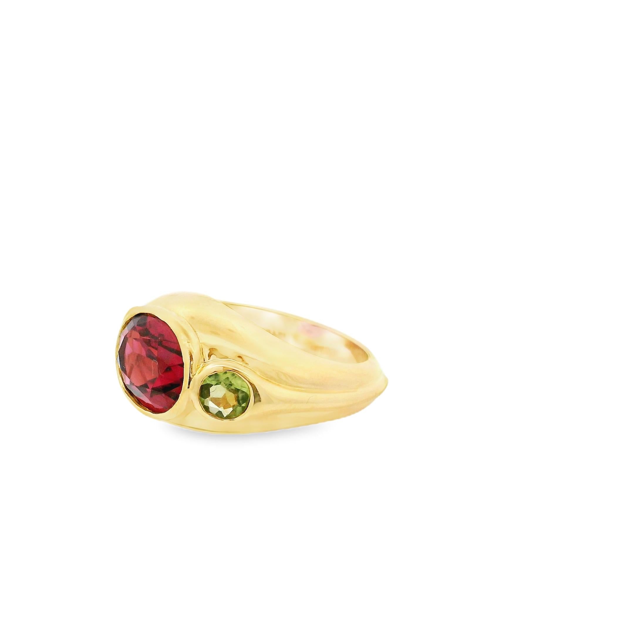 Bulgari Tourmaline and Peridot Ring in 18 Karat Yellow Gold