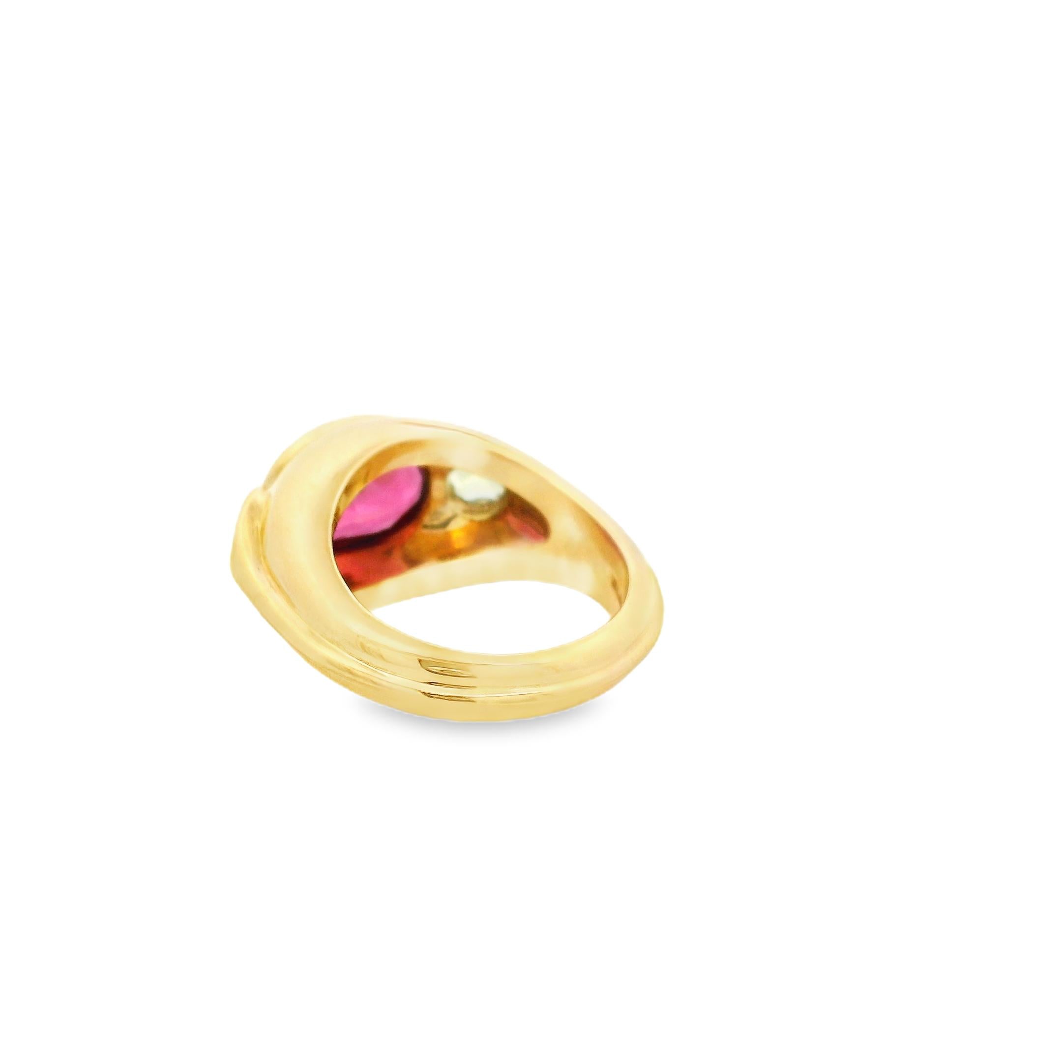 Bulgari Tourmaline and Peridot Ring in 18 Karat Yellow Gold