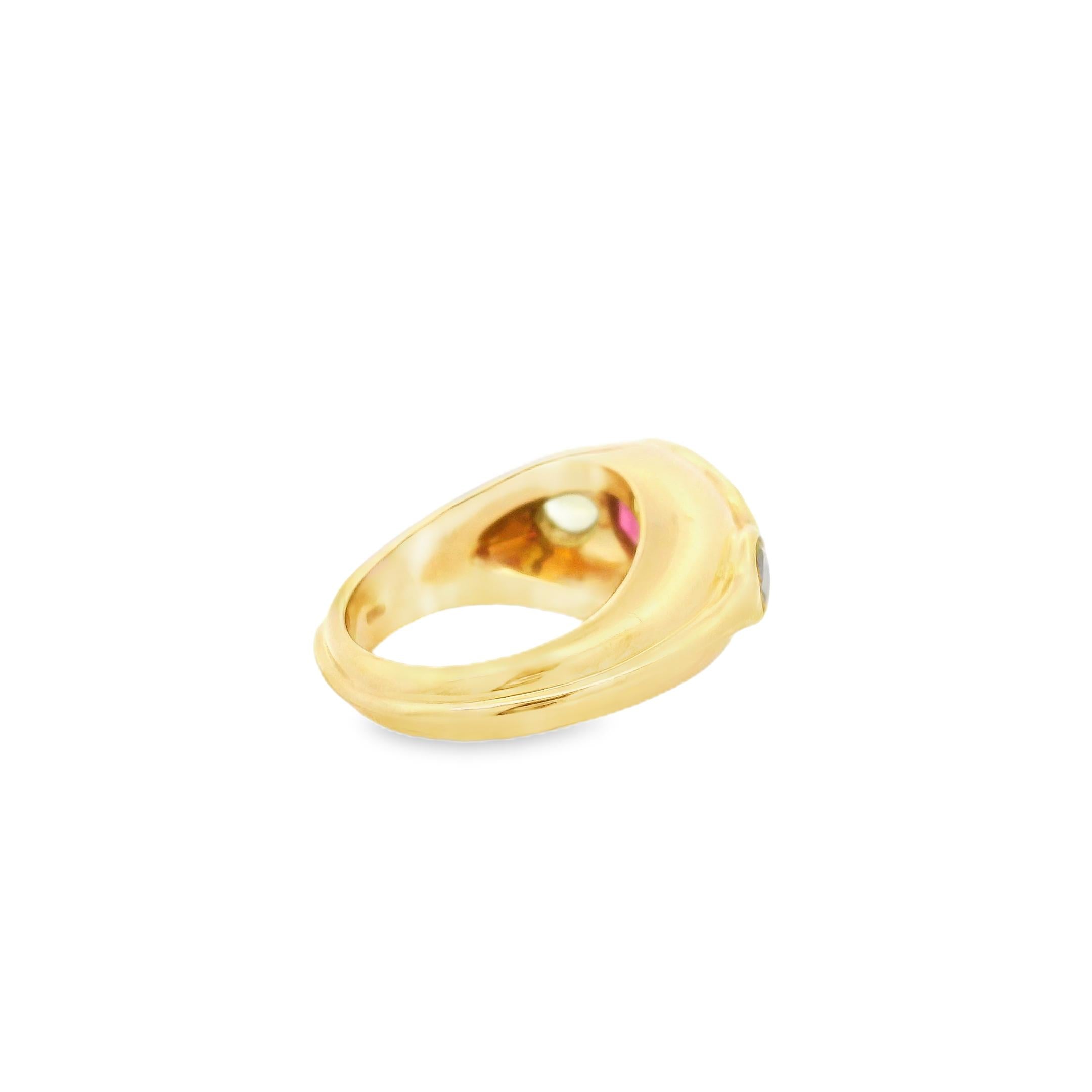 Bulgari Tourmaline and Peridot Ring in 18 Karat Yellow Gold