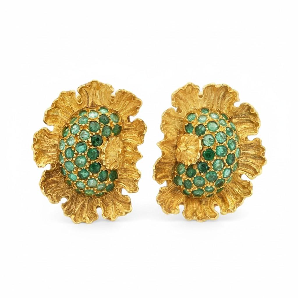 Buccellati Emerald and Gold Earrings