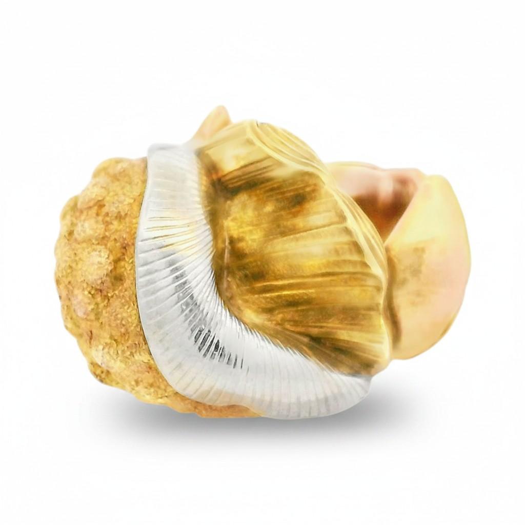 Tiffany & Co. Rare Marine Motif Three-Tone Gold Ring