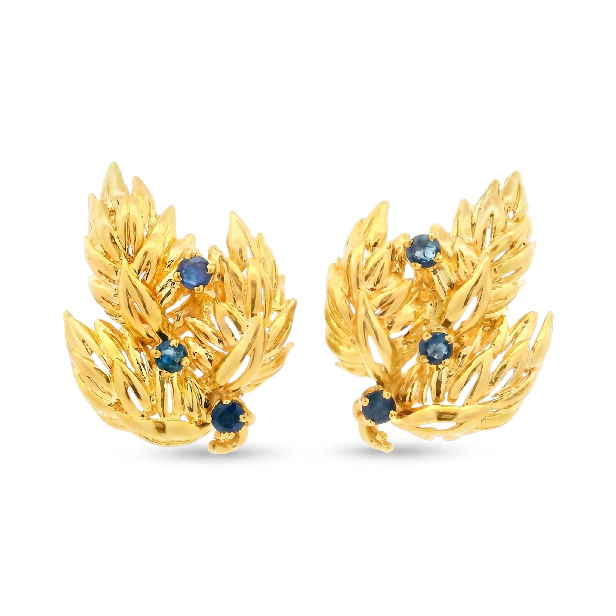 Tiffany & Co. Sapphire Leaf Earrings