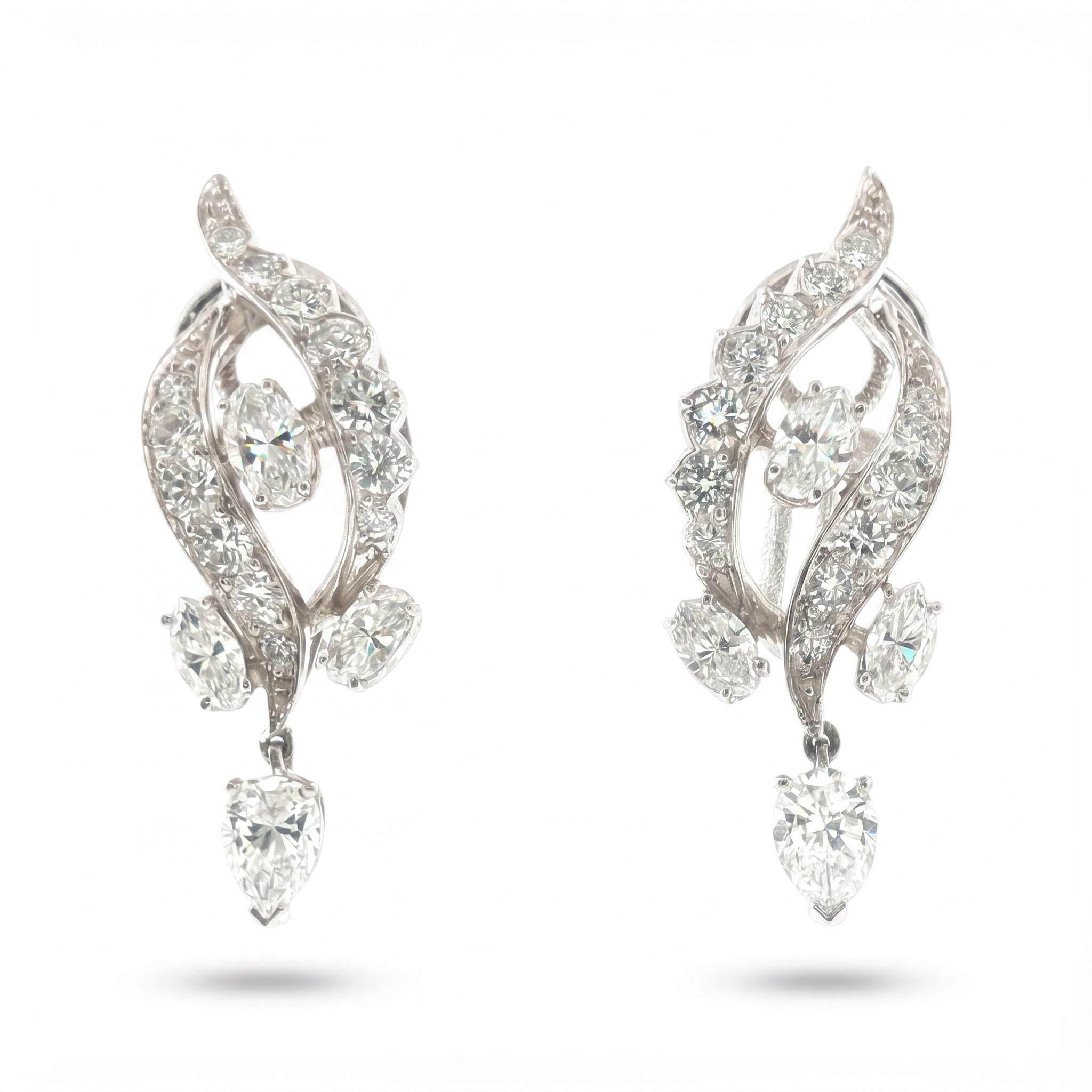 1963 Oscar Heyman Platinum Diamond Earrings