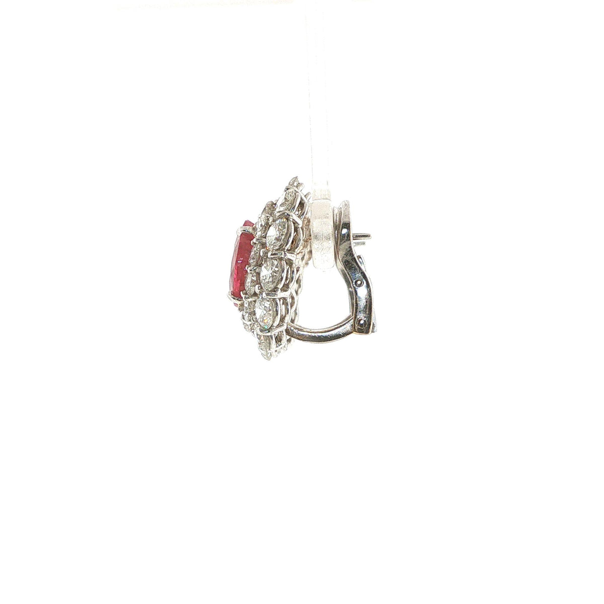 Burmese Ruby and Diamond Cluster Earrings in Platinum