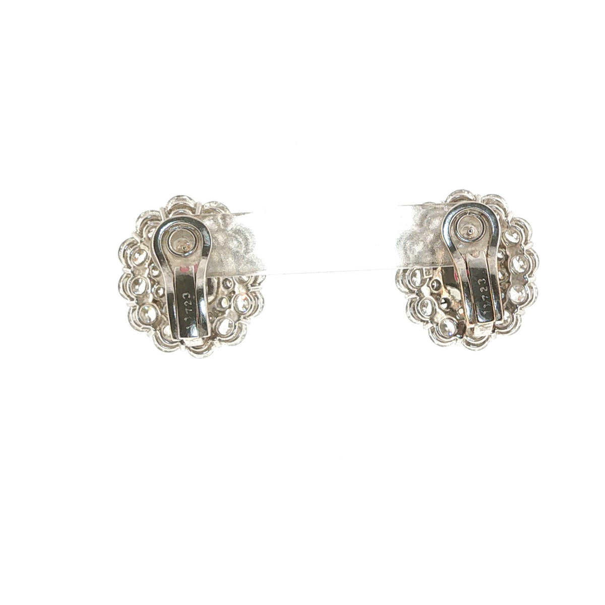 Burmese Ruby and Diamond Cluster Earrings in Platinum