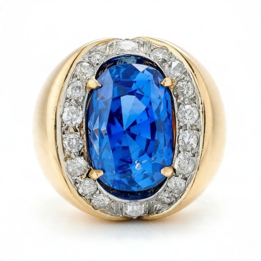 8.65-Carat Ceylon Sapphire and Diamond Gold Ring