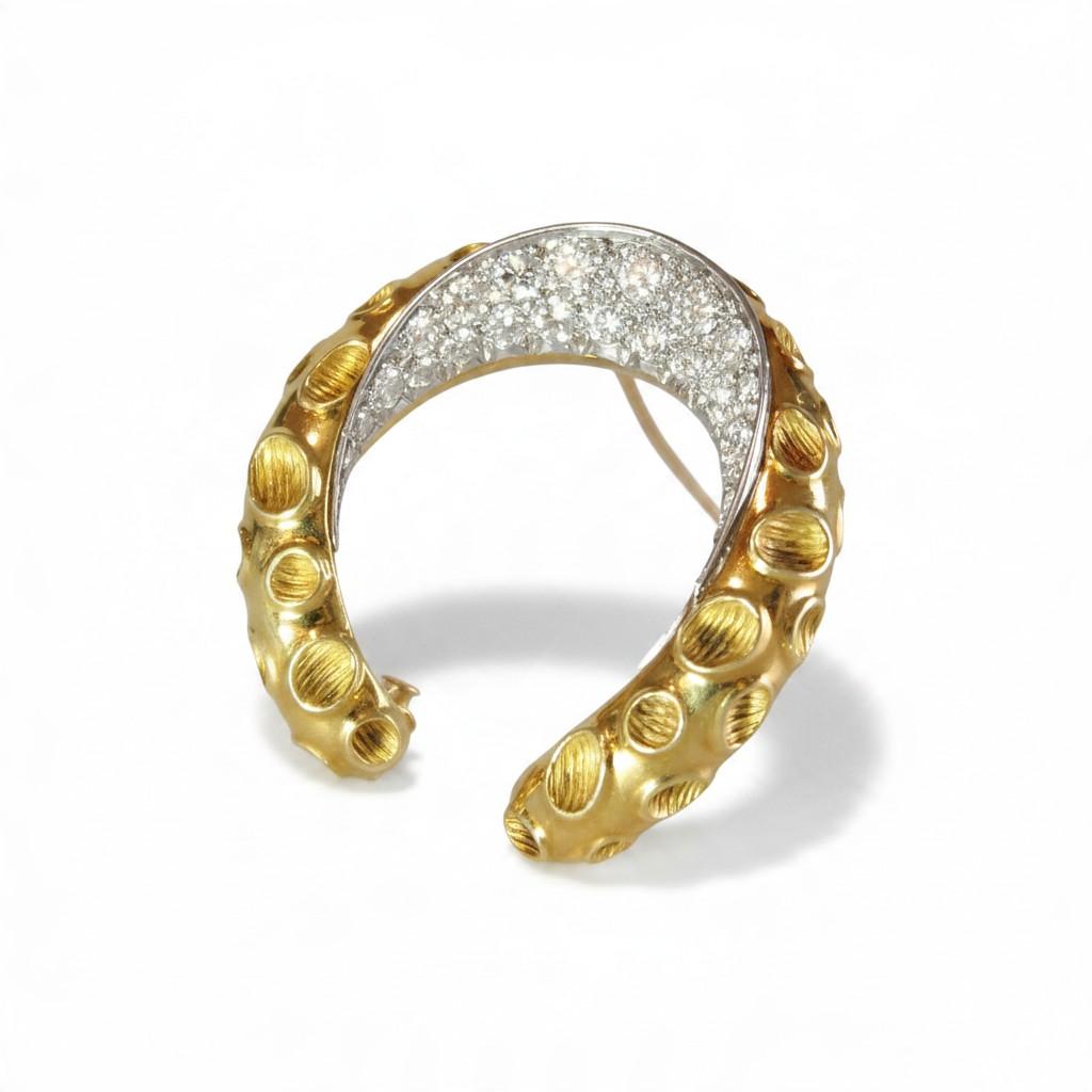 Verger Frères Gold and Diamond Horseshoe Brooch