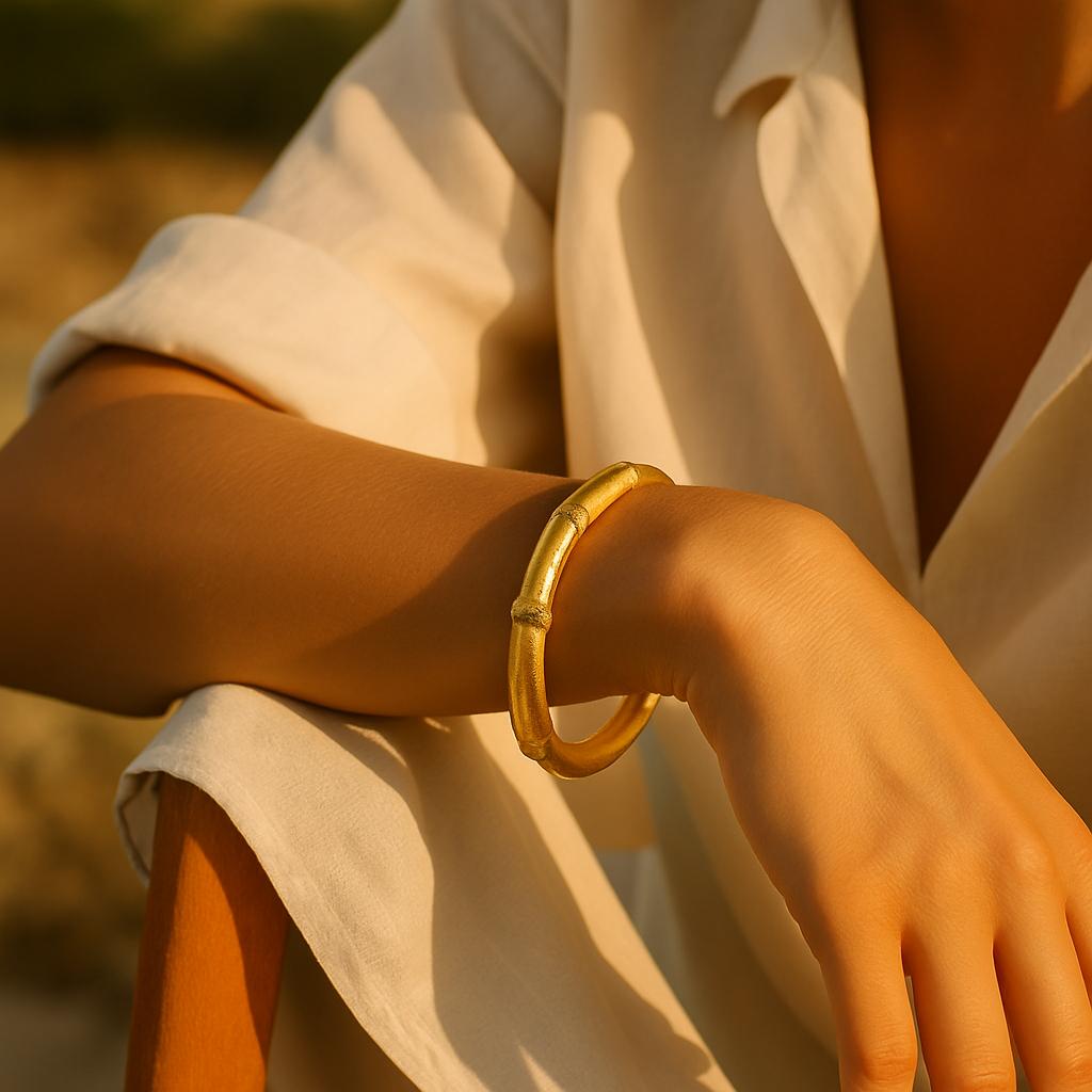 Carlo Weingrill 18K Gold Bamboo Bangle Bracelet