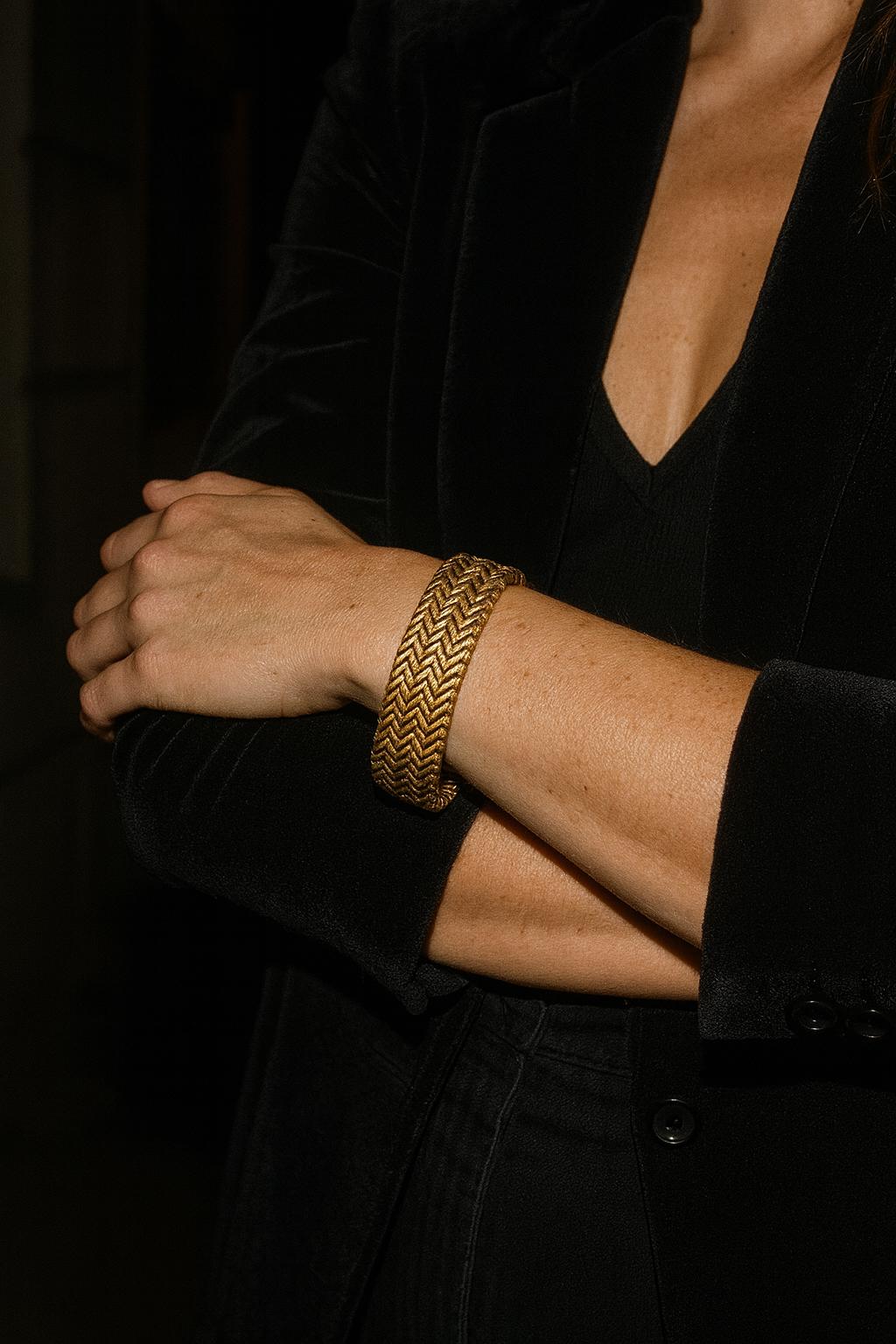 18K Italian Chevron Wide Bracelet