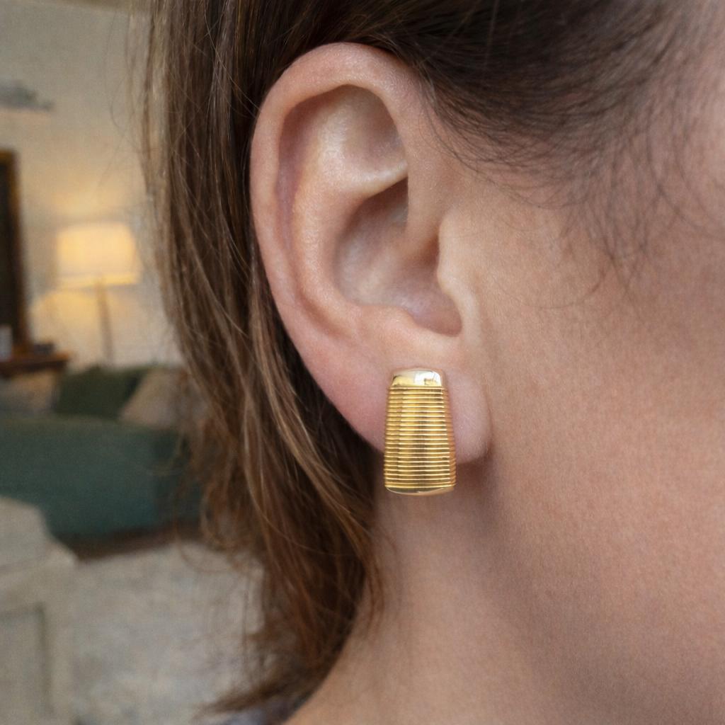 Hermès Textured Gold Earclips France, Circa 1980s