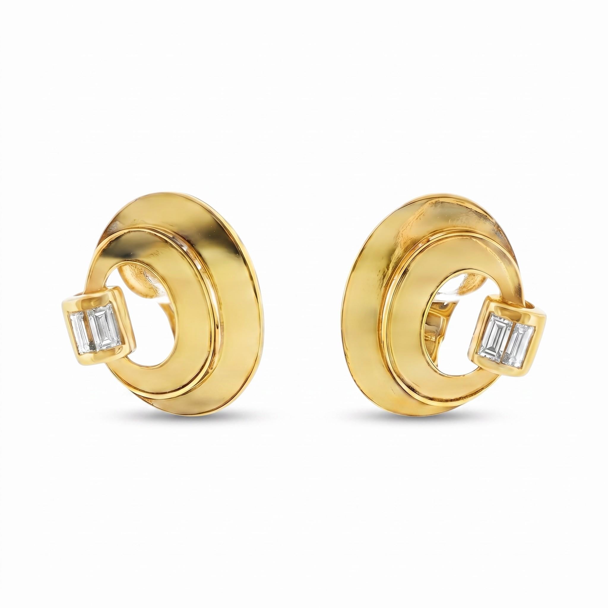 18K Gold Bulgari Elliptic Diamond Earrings