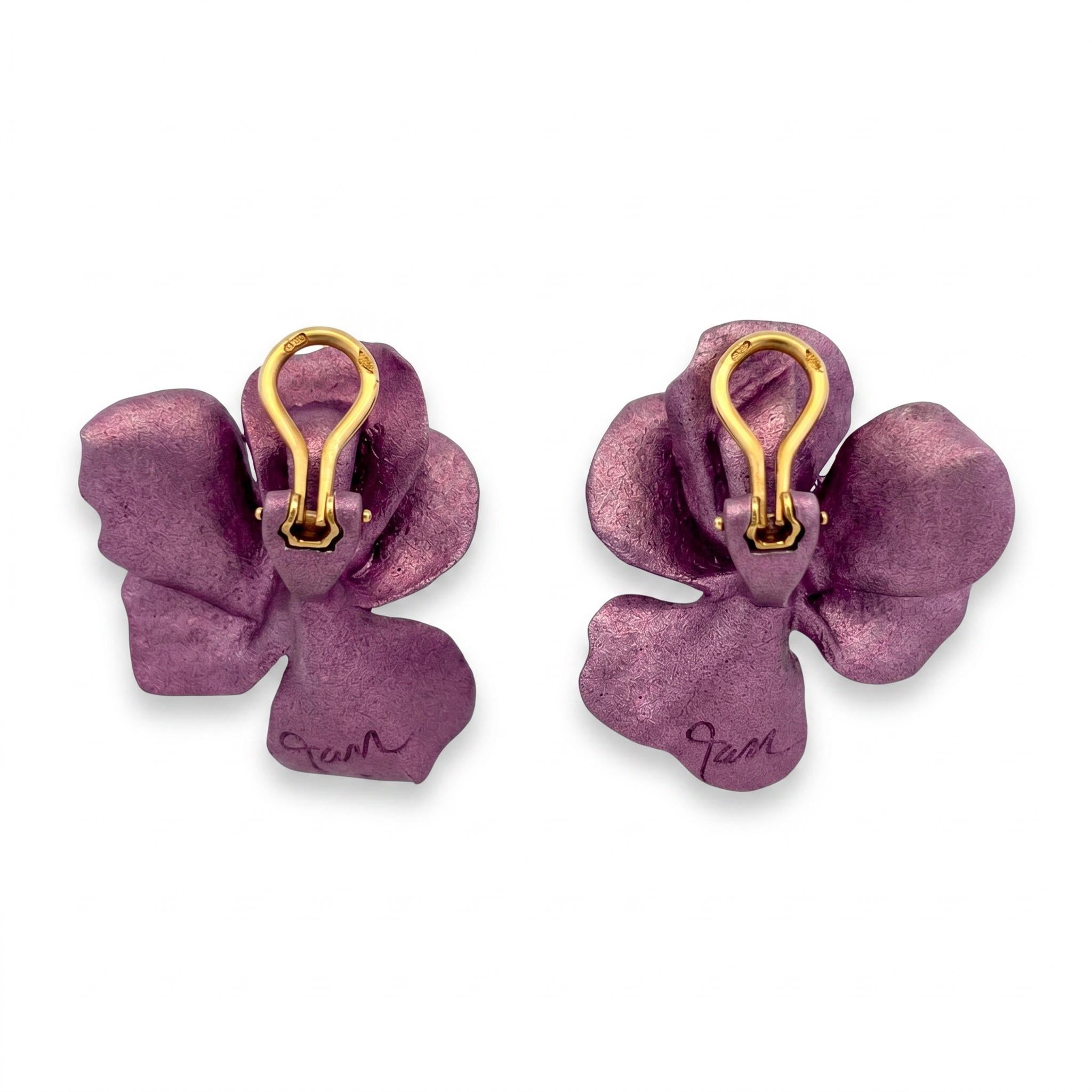 JAR Violet Aluminum Pansy Earrings