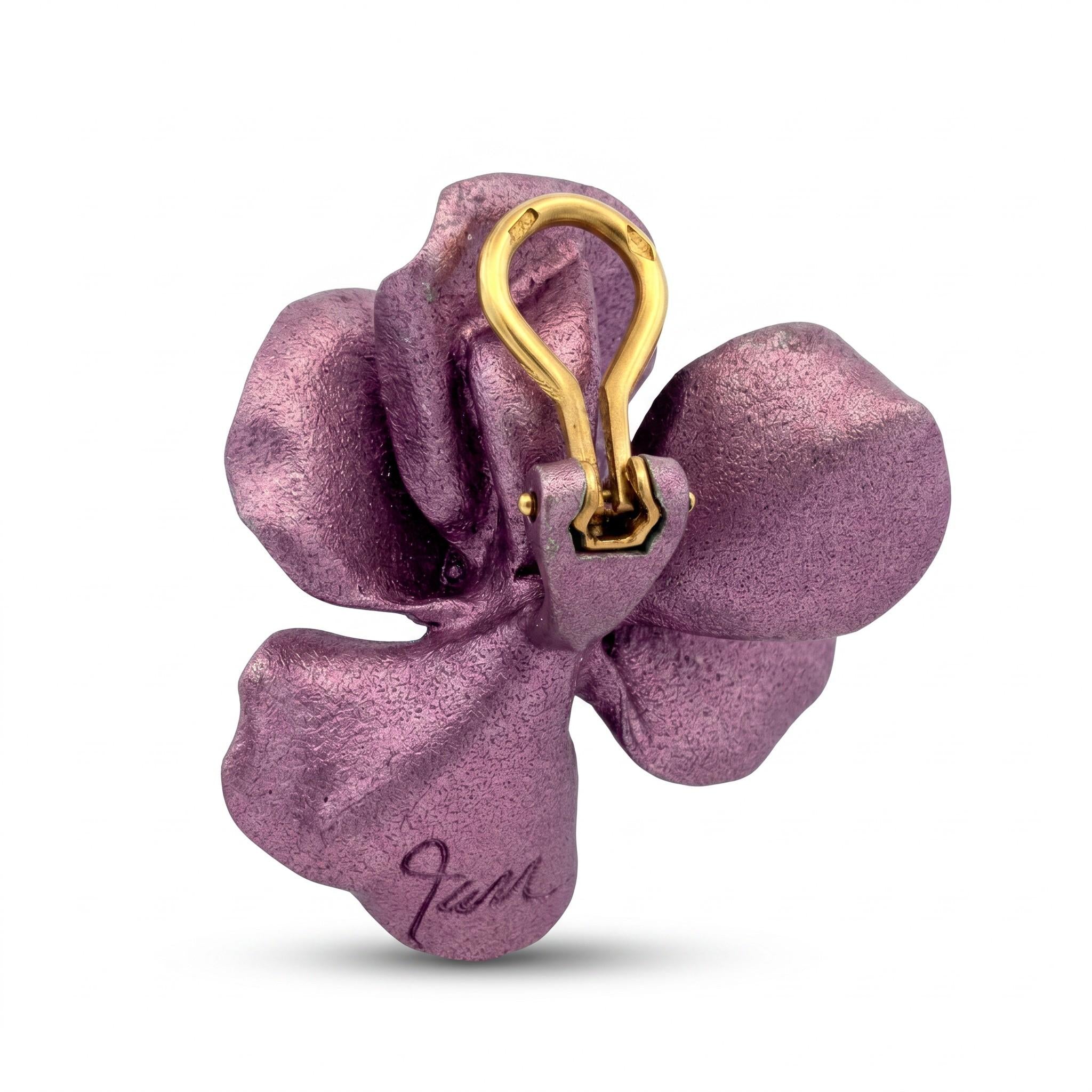JAR Violet Aluminum Pansy Earrings