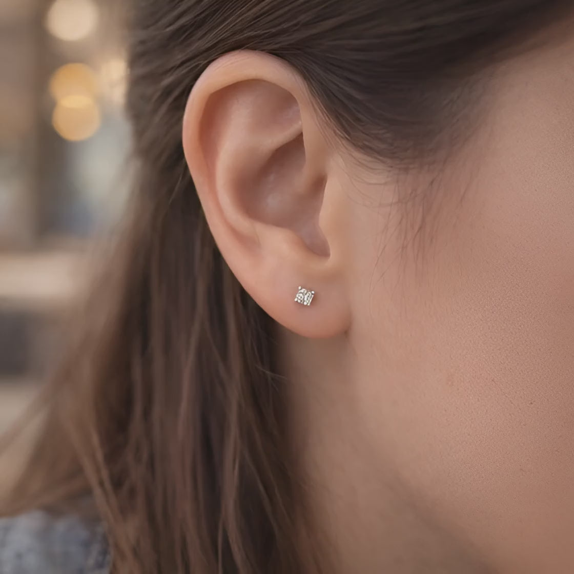 Diamond Stud Earrings in 14K Yellow Gold
