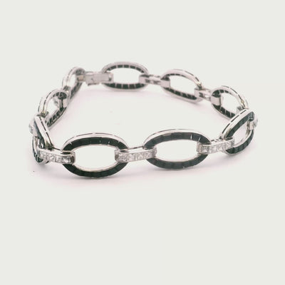 Platinum Van Cleef & Arpels Art Deco Onyx Diamond  Bracelet