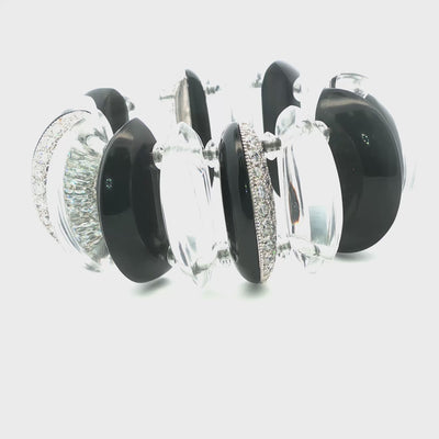 Platinum Onyx Diamond and Rock Crystal Bracelet