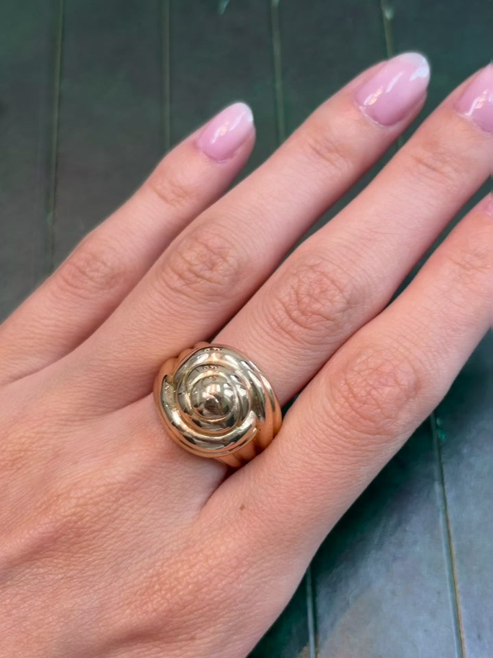 French Retro Tourbillon Ring in 18K Yellow Gold, 1950s