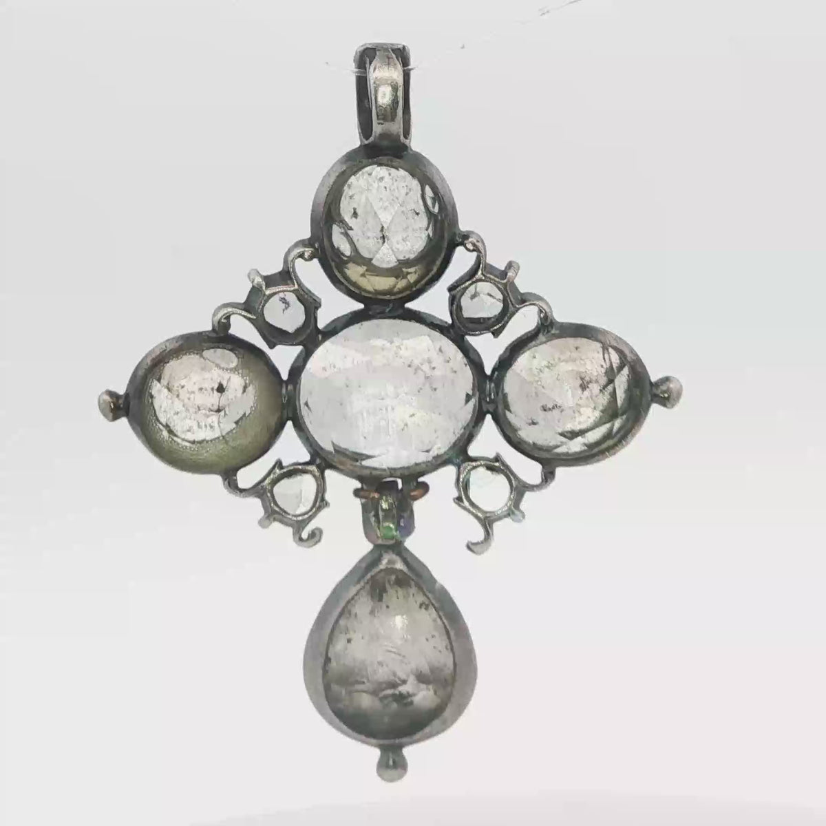 Georgian Rose-Cut Diamond Cross Pendant in Silver, 18th Century