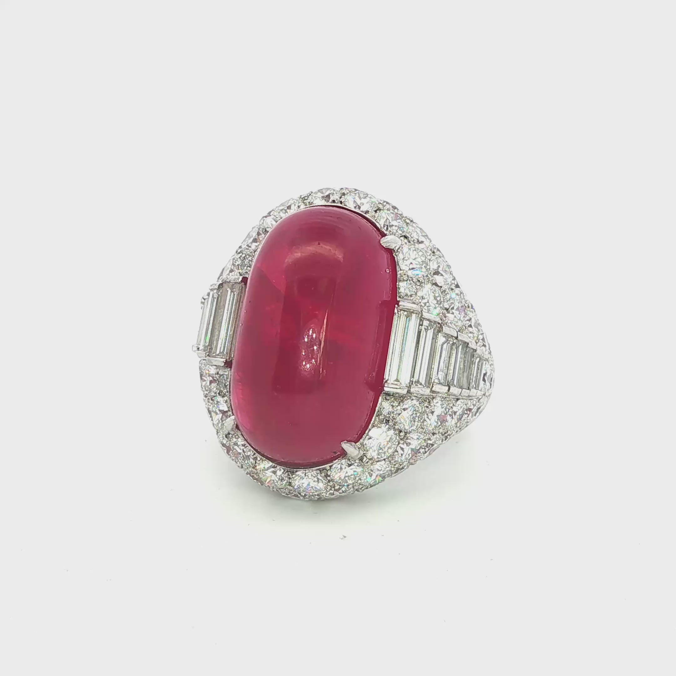 Bulgari No-Heat Ruby and Diamond Cocktail Ring in Platinum
