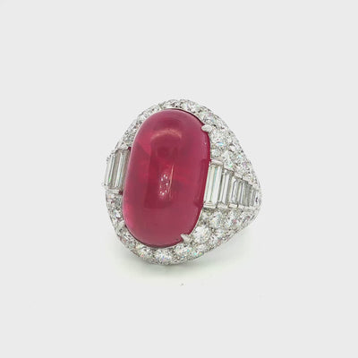 Bulgari No-Heat Ruby and Diamond Cocktail Ring in Platinum