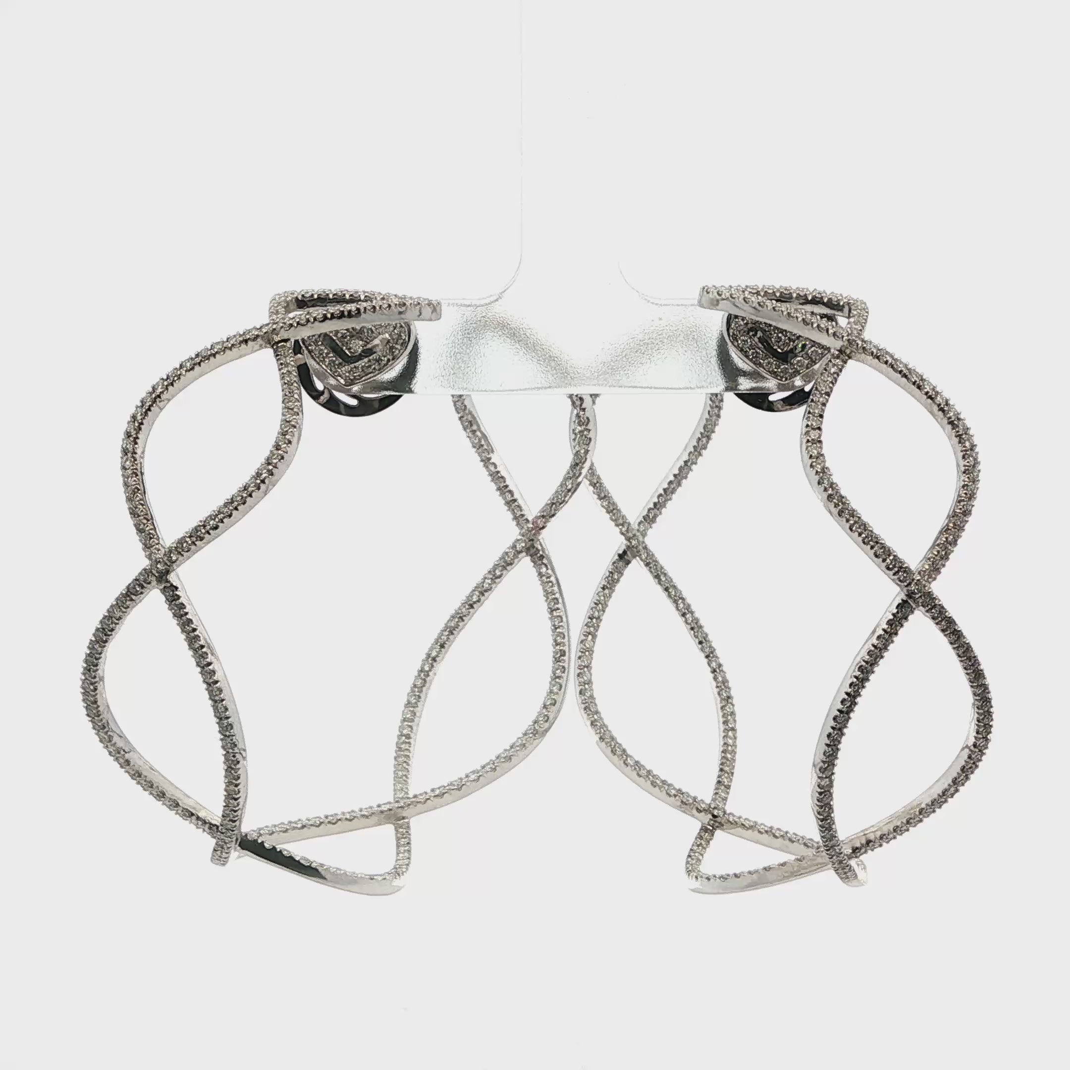 Interlaced Light: Diamond Hoop Earrings in 18K White Gold