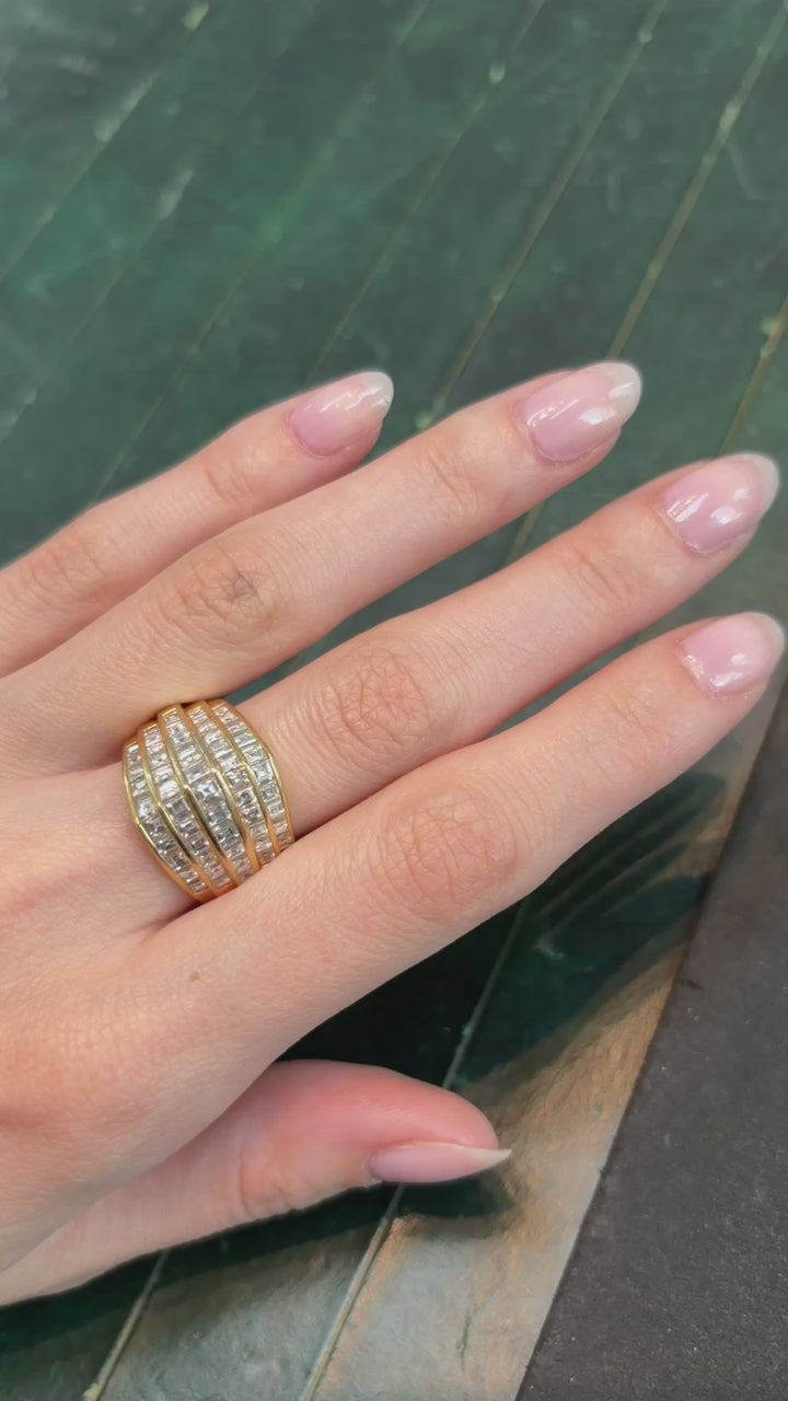 Oscar Heyman Five-Row Diamond and 18K Gold Ring