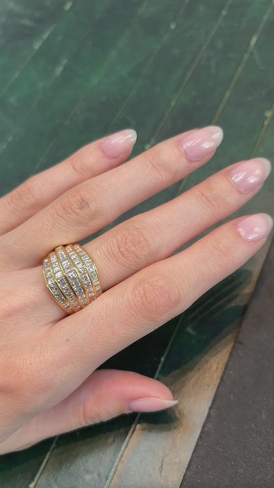 Oscar Heyman Five-Row Diamond and 18K Gold Ring
