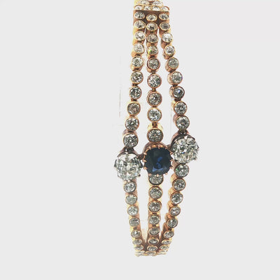 Victorian Sapphire and Diamond Triple Line Bracelet, Russian, circa 1880