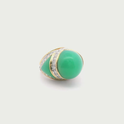 18K Yellow Gold Tiffany Nephrite Diamond Ring Design by Donald Claflin