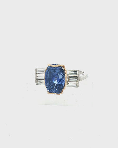 Platinum Art Deco 4.00 Ceylon NO heat AGL # 112178 Diamond Ring