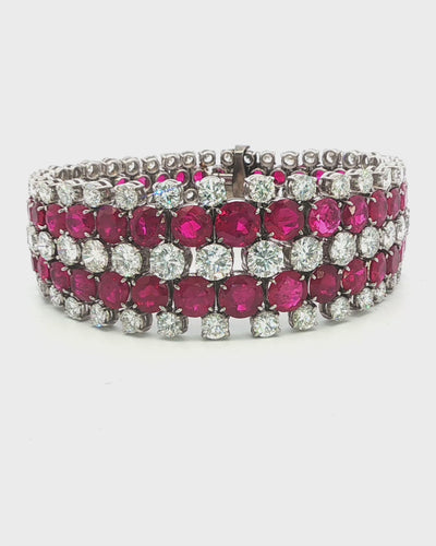 1960 Burmese Ruby and Diamond Bracelet in White Gold