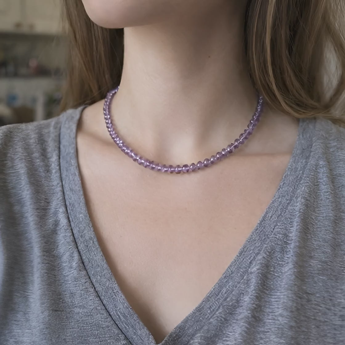 Vintage Amethyst Bead Necklace