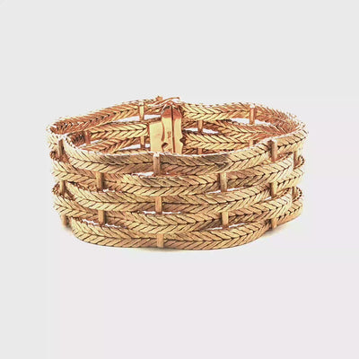 18K Yellow Gold Italian 1960's Woven Braided Bracelet