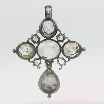 Silver XVIII Georgian Rose Cut diamond Cross Pendant