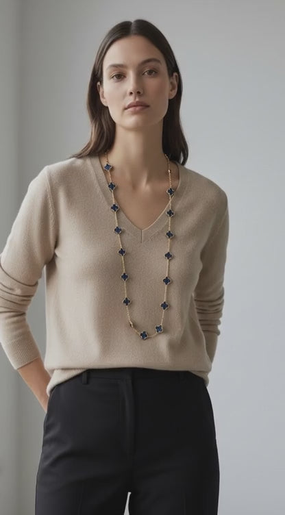 Van Cleef & Arpels Lapis Lazuli 20 Motifs Alhambra Necklace 1960's