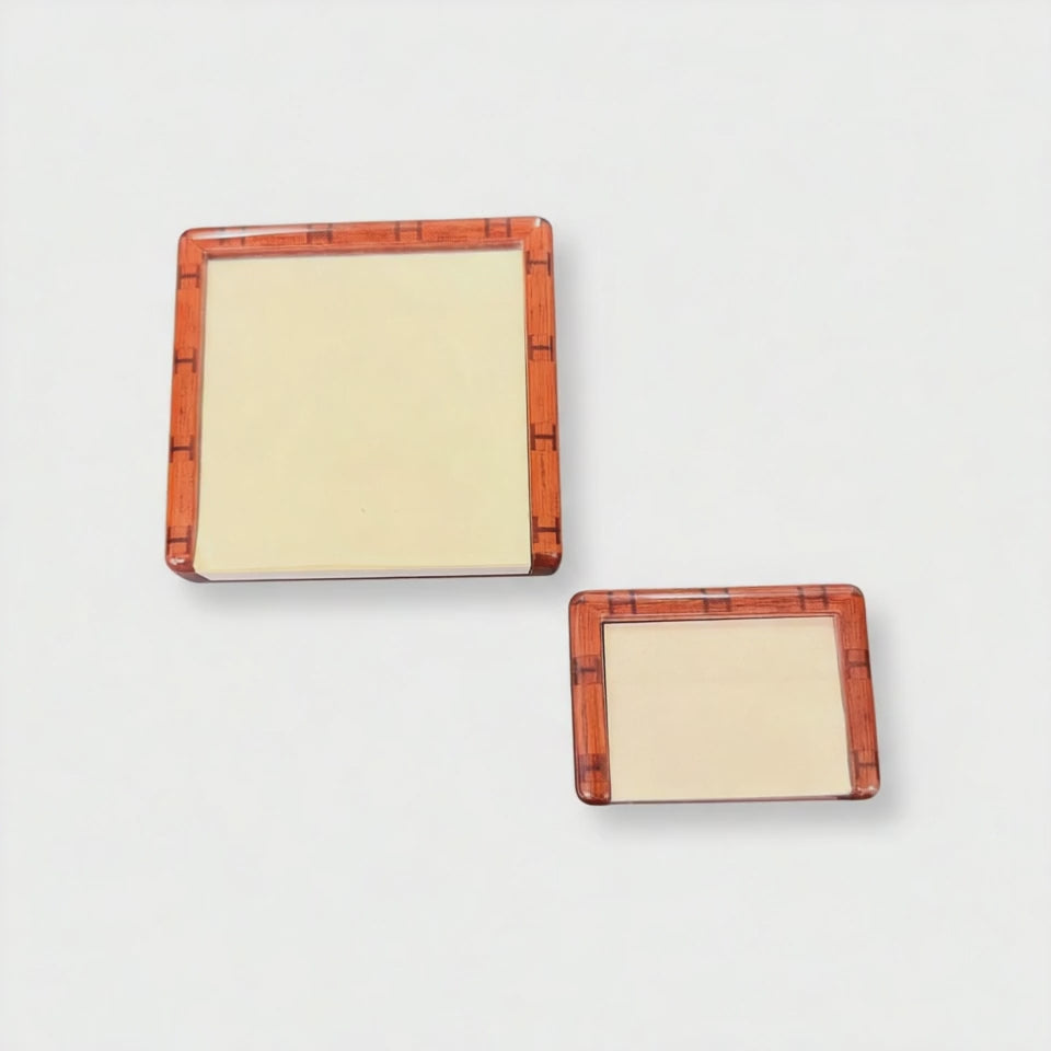 Hermes Paris Bamboo Wood Post-it Holder Pair – With Refill