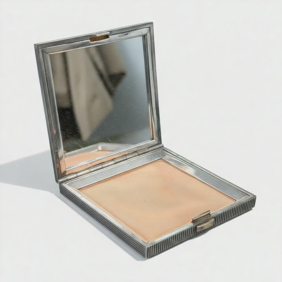 Silver Hermes Paris 1960 Compact Powder Case