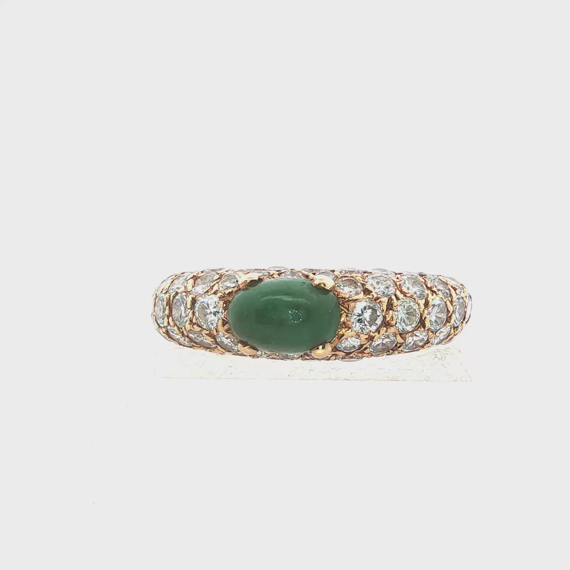 Cartier 1980s Emerald and Diamond Ring in 18K Yellow Gold