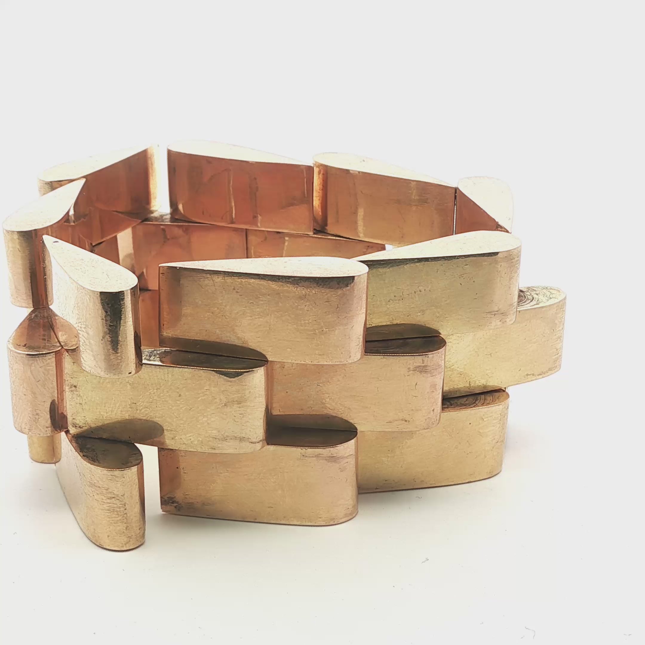 18K Gold Large Retro Tank Bracelet 162grs