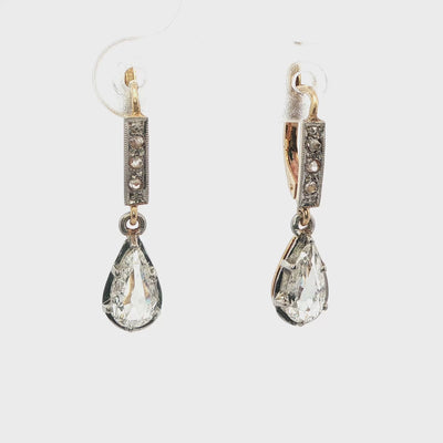 Antique Pear-Shaped Diamond Drop Earrings