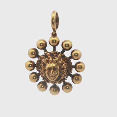 A Medusa Pendant by Ernesto Pierret in 14K Yellow Gold and Silver