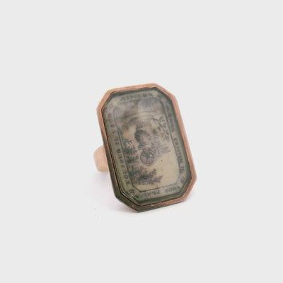 An old low-title gold ring with a message of love painted Mid 18th century