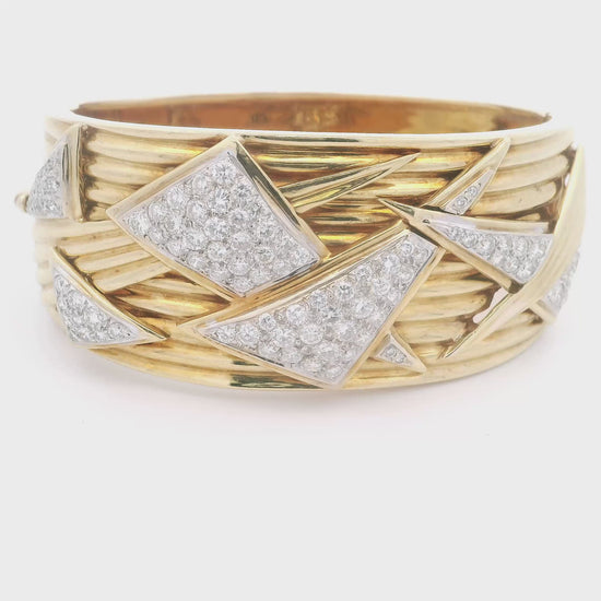 18K Yellow Gold Praschnik Diamond Bangle