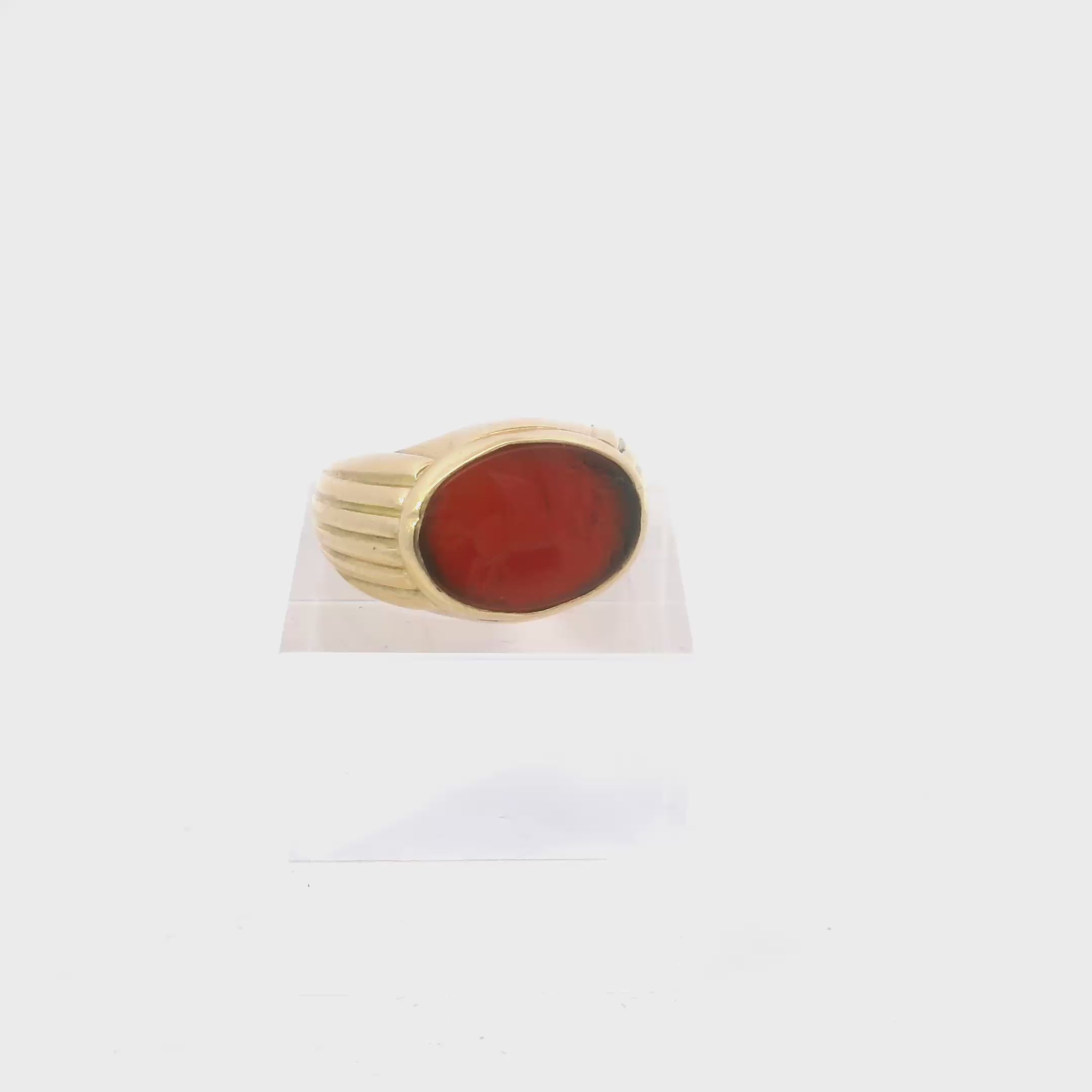 18K Bulgari Pegasus Agate Intaglio Ring