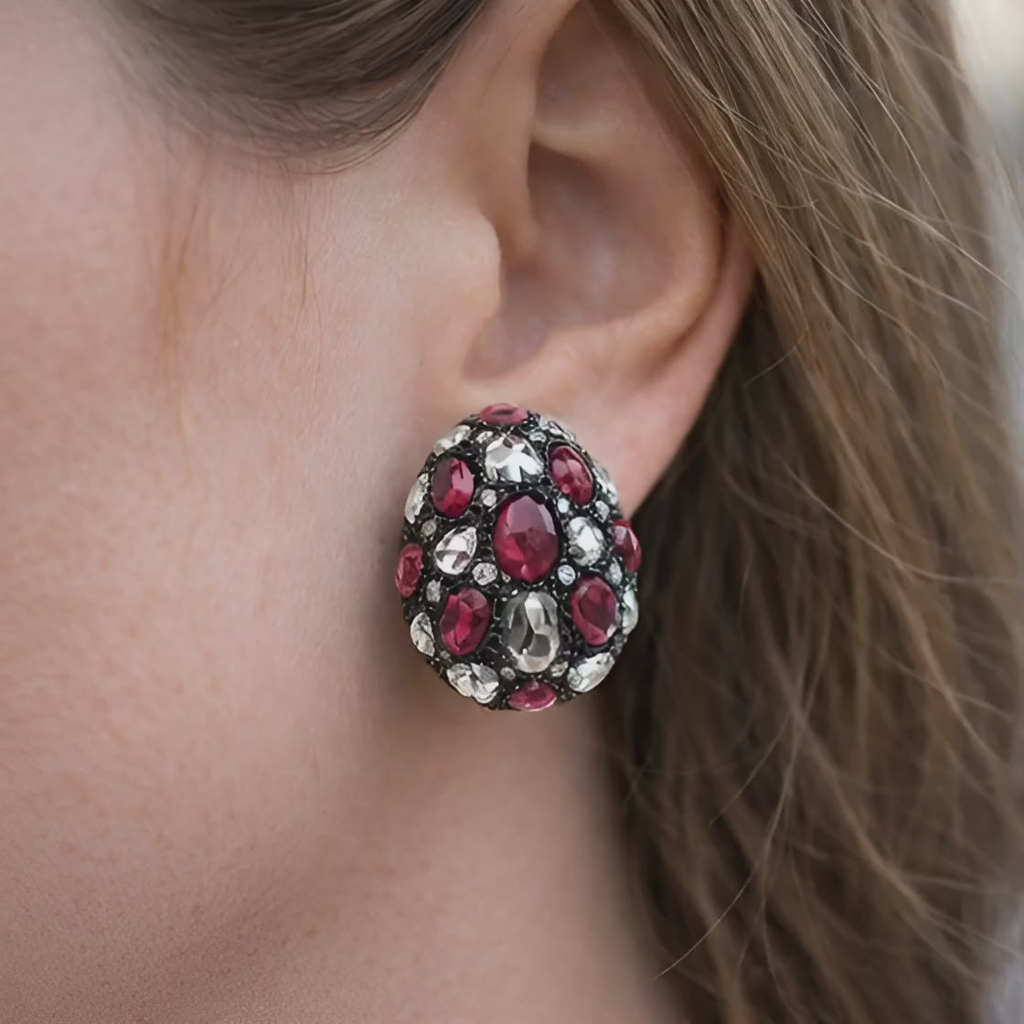 Fred Leighton Ruby and Diamond Earrings in 18k Yellow Gold