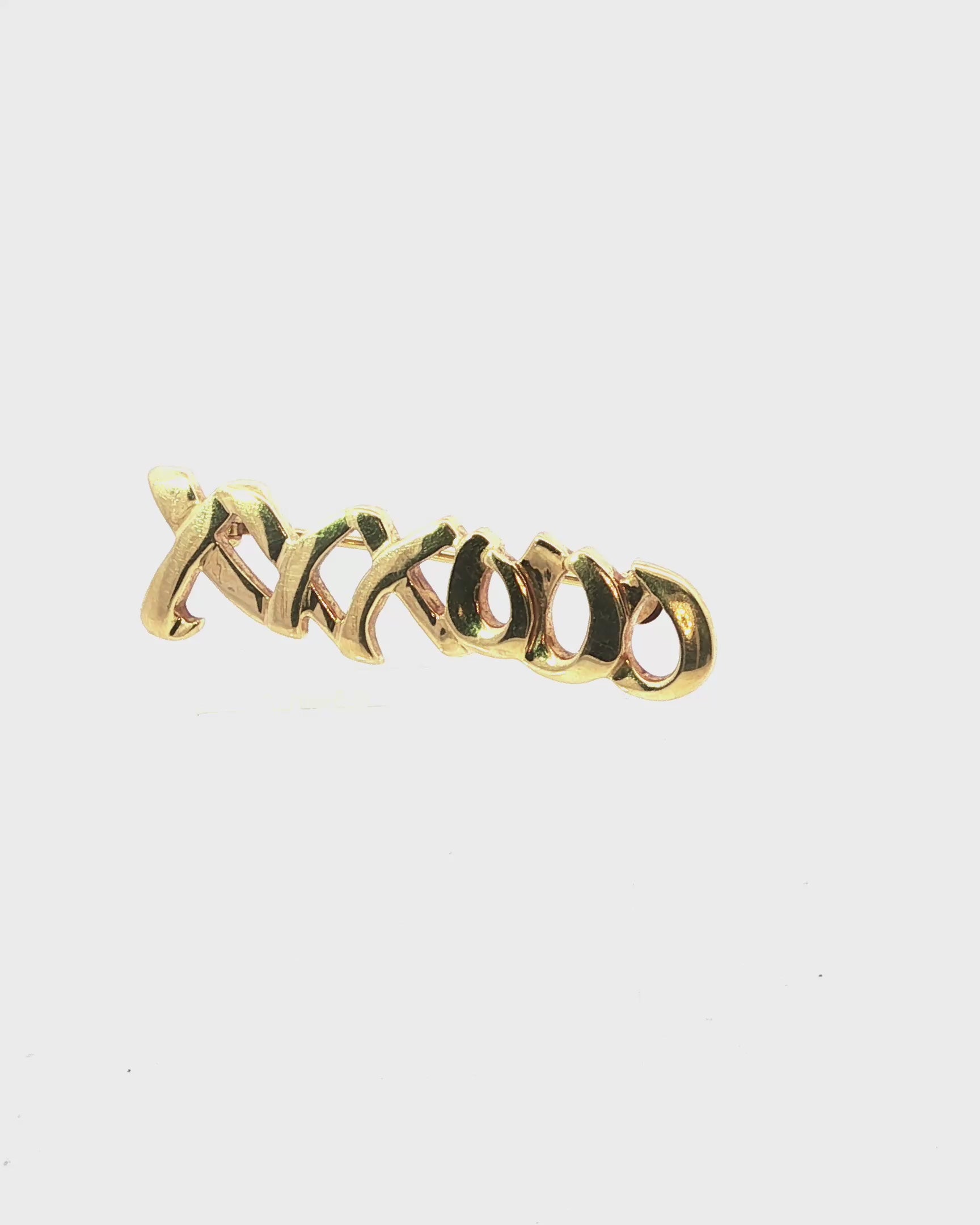 1983 Tiffany & Co. XOXO Brooch Pin in 18K Yellow Gold