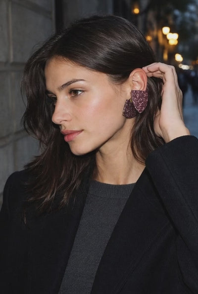 18k Yellow Gold  JAR 2000s   Earrings Porphyry Fan in hard Red Stone