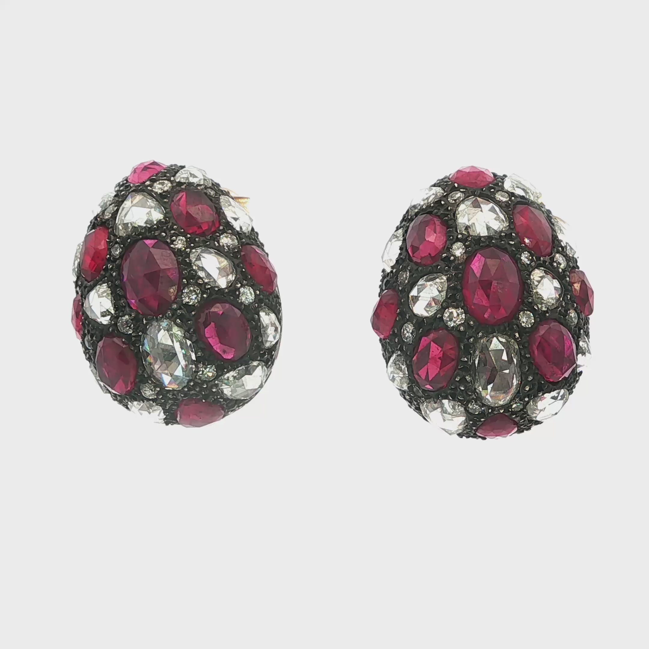 Fred Leighton Ruby and Diamond Earrings in 18k Yellow Gold