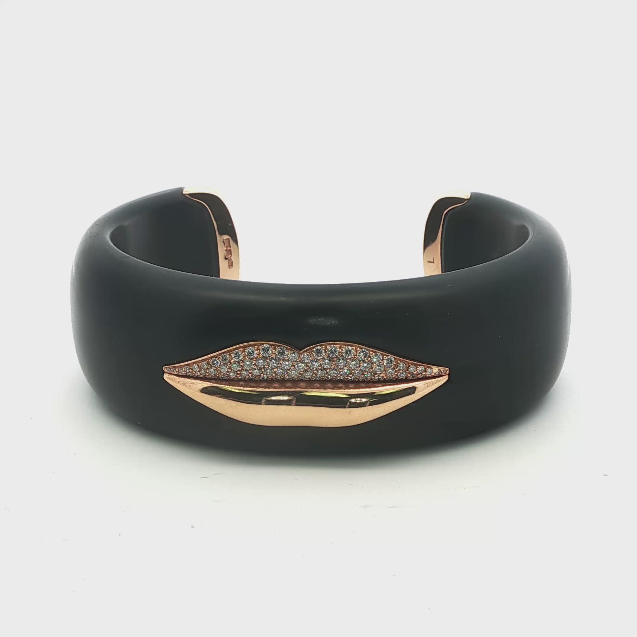 Enigma by Gianni Bulgari: Diamond Lips Bangle in Gold & Wood