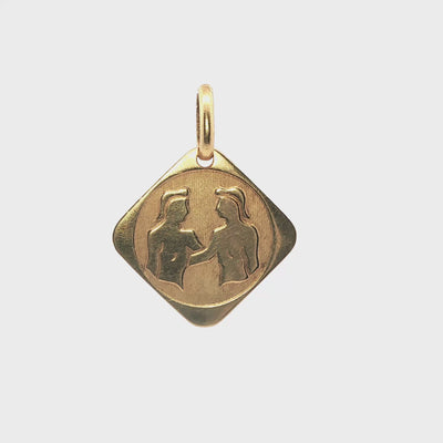 Gemini Zodiac Pendant in 18K Yellow Gold